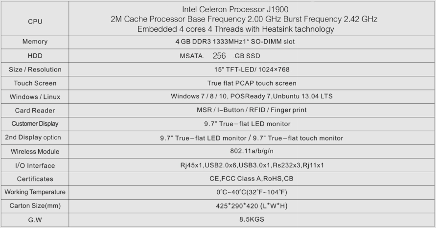 PosOne spec by adasoft